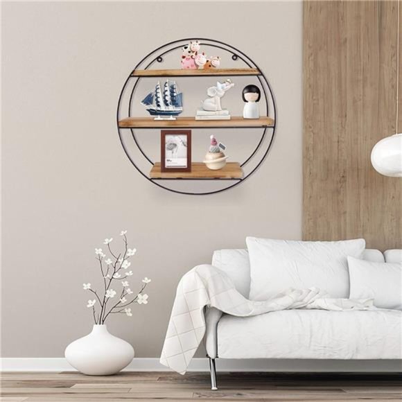 Floating Shelves Wall Mounted Hanging Shelf Hexagon Rustic Farmhouse Shelves - Picture 6 of 6